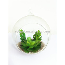 Belle mini plante succulente artificielle avec pot en verre